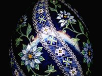 Love In A Mist Pysanky Ukrainian Easter Egg by So Jeo : pysanky pysanka ukrainian easter egg batik art love in a mist blue purple flower sojeo floral ukraine